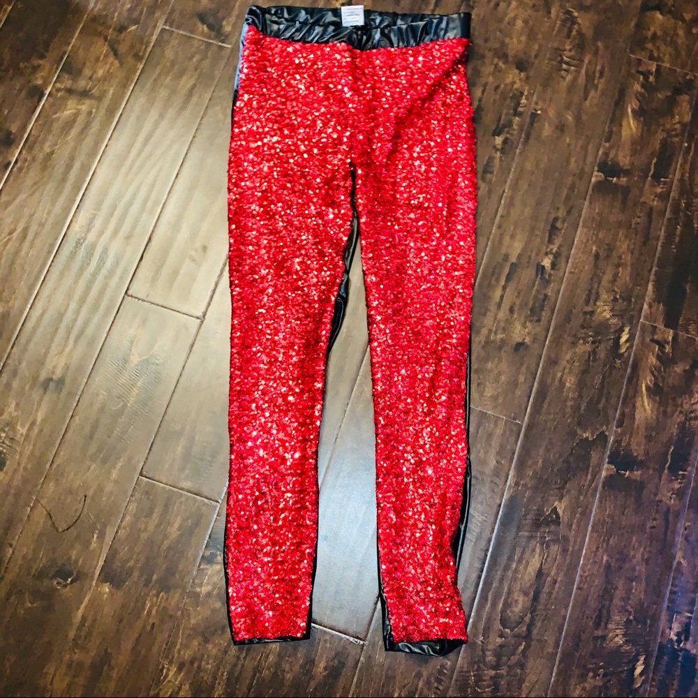 Red and Black Sequins Pants
